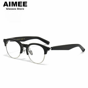 Designer Round Titanium Acetate Glasses Frame Japanese Handmade Men Women Prescription Eyeglasses Optical Spectacles Eyewear