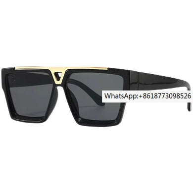 European and American integrated metal flat top square trendy street photo sunglasses retro ins style