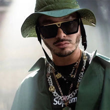 Load image into Gallery viewer, European and American integrated metal flat top square trendy street photo sunglasses retro ins style