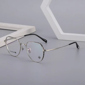 Fashion  Eyeglasses Frame Stuffed and Handsome Pure Titanium Plate Round Retro Pattern Women's Glasses Full Frame 6687