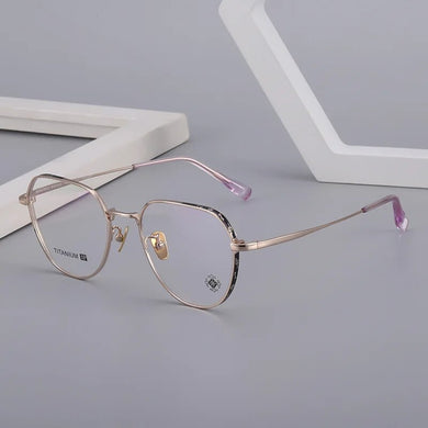 Fashion  Eyeglasses Frame Stuffed and Handsome Pure Titanium Plate Round Retro Pattern Women's Glasses Full Frame 6687