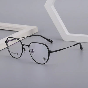 Fashion  Eyeglasses Frame Stuffed and Handsome Pure Titanium Plate Round Retro Pattern Women's Glasses Full Frame 6687