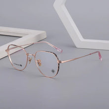 Load image into Gallery viewer, Fashion  Eyeglasses Frame Stuffed and Handsome Pure Titanium Plate Round Retro Pattern Women&#39;s Glasses Full Frame 6687
