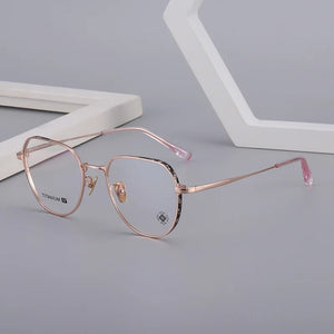 Fashion  Eyeglasses Frame Stuffed and Handsome Pure Titanium Plate Round Retro Pattern Women's Glasses Full Frame 6687