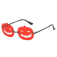 Carica l&#39;immagine nel visualizzatore di Gallery, Halloween Personalized Pumpkin Sunglasses Men Women with Oval Large Frame Hollow Out Funny Sunglasses