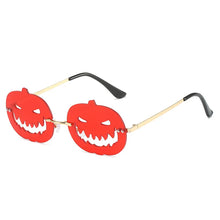 Carica l&#39;immagine nel visualizzatore di Gallery, Halloween Personalized Pumpkin Sunglasses Men Women with Oval Large Frame Hollow Out Funny Sunglasses