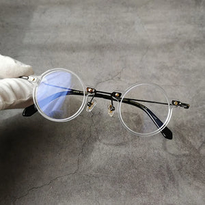 Hand-Made Retro Acetate Eyeglasses Frame Men Women Super Small Circle High Prescription Myopia Glasses Custom