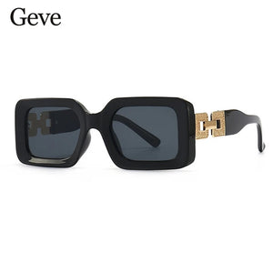 New Ladies Square Sunglasses Luxury Brand Metal Chain Trendy Women's Classic Sunglasses Travel Decorative Glasses Men