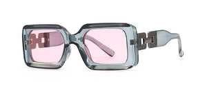 New Ladies Square Sunglasses Luxury Brand Metal Chain Trendy Women's Classic Sunglasses Travel Decorative Glasses Men