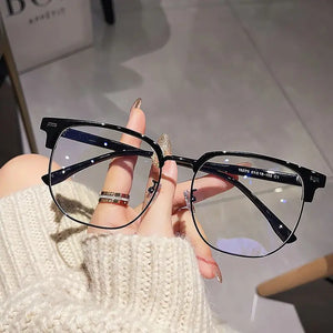 Large Size 15.8cm Myopia Glasses Frame for Men's Half Frame Eyewear No Degree