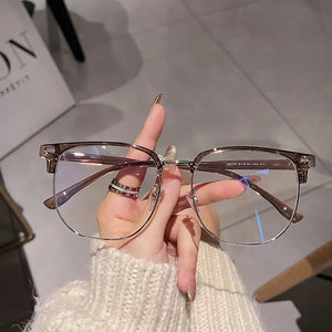 Large Size 15.8cm Myopia Glasses Frame for Men's Half Frame Eyewear No Degree
