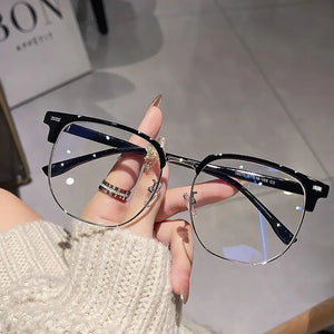 Large Size 15.8cm Myopia Glasses Frame for Men's Half Frame Eyewear No Degree