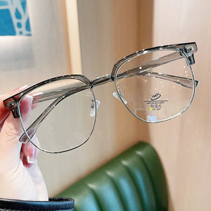 Large Size 15.8cm Myopia Glasses Frame for Men's Half Frame Eyewear No Degree