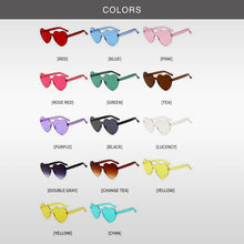 Load image into Gallery viewer, New Love Heart Shape Sunglasses Siamese Rimless Frame Clear Lens Sun Glasses Travel Sunglasses Red Cute Candy Color Sunglasses