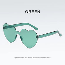 Load image into Gallery viewer, New Love Heart Shape Sunglasses Siamese Rimless Frame Clear Lens Sun Glasses Travel Sunglasses Red Cute Candy Color Sunglasses