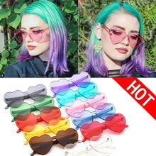 Load image into Gallery viewer, New Love Heart Shape Sunglasses Siamese Rimless Frame Clear Lens Sun Glasses Travel Sunglasses Red Cute Candy Color Sunglasses