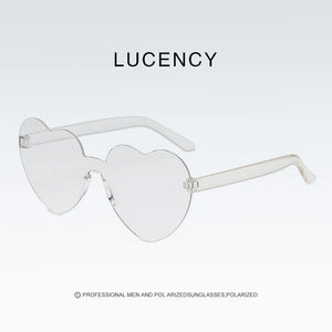 New Love Heart Shape Sunglasses Siamese Rimless Frame Clear Lens Sun Glasses Travel Sunglasses Red Cute Candy Color Sunglasses