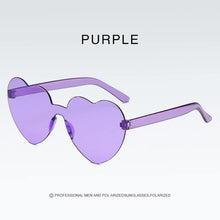 Load image into Gallery viewer, New Love Heart Shape Sunglasses Siamese Rimless Frame Clear Lens Sun Glasses Travel Sunglasses Red Cute Candy Color Sunglasses