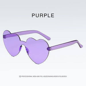 New Love Heart Shape Sunglasses Siamese Rimless Frame Clear Lens Sun Glasses Travel Sunglasses Red Cute Candy Color Sunglasses