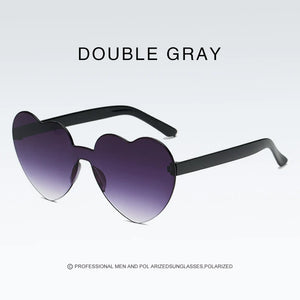 New Love Heart Shape Sunglasses Siamese Rimless Frame Clear Lens Sun Glasses Travel Sunglasses Red Cute Candy Color Sunglasses