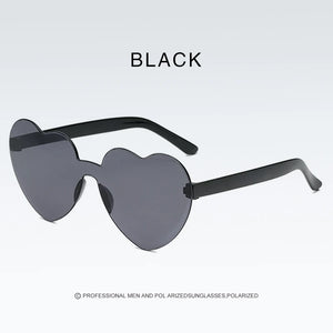 New Love Heart Shape Sunglasses Siamese Rimless Frame Clear Lens Sun Glasses Travel Sunglasses Red Cute Candy Color Sunglasses