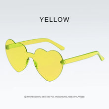 Load image into Gallery viewer, New Love Heart Shape Sunglasses Siamese Rimless Frame Clear Lens Sun Glasses Travel Sunglasses Red Cute Candy Color Sunglasses
