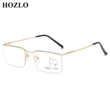 Load image into Gallery viewer, New Men Metal Semirim Business Progressive Reading Glasses Old Man Look Near Far Hyperopia Spectacles Male Presbyopia Eyeglasses