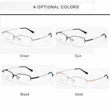 Carica l&#39;immagine nel visualizzatore di Gallery, Men&#39;s Half-Frame Titanium Alloy Business Glasses Frame , Square Optical Myopia Glass&#39;s Frames F1836