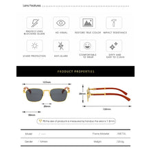 Carica l&#39;immagine nel visualizzatore di Gallery, New Personalized Men Women Polarized Wooden Metal Frame Sunglasses Trendy Square Retro Sunshade  Eyewear