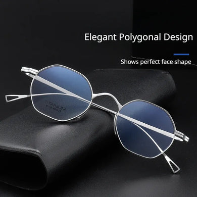 Polygonal Glasses Frame Pure Titanium Myopia Glasses Frame Women Men Designer Retro Flat Glasses Frames