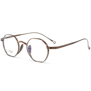 Polygonal Glasses Frame Pure Titanium Myopia Glasses Frame Women Men Designer Retro Flat Glasses Frames