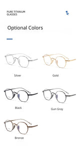 Polygonal Glasses Frame Pure Titanium Myopia Glasses Frame Women Men Designer Retro Flat Glasses Frames