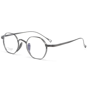 Polygonal Glasses Frame Pure Titanium Myopia Glasses Frame Women Men Designer Retro Flat Glasses Frames