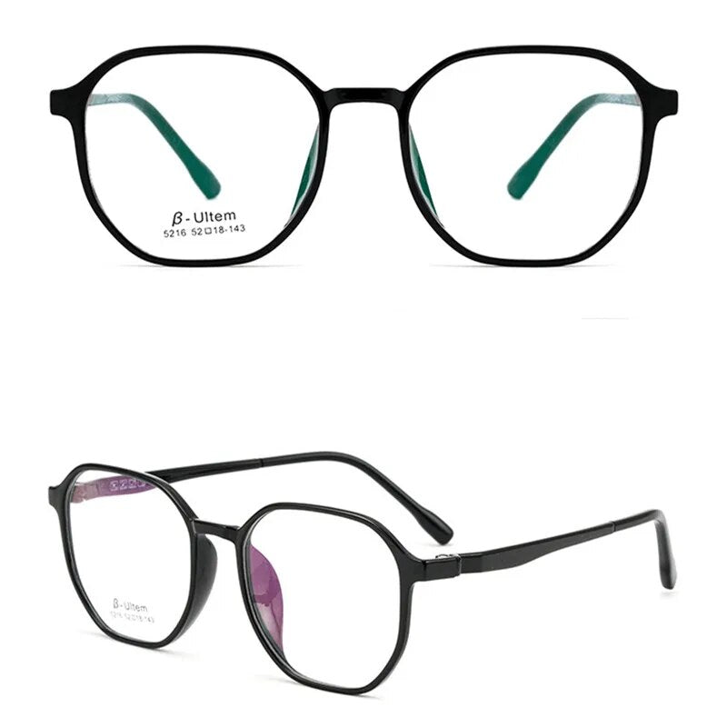 Polygonal Plastic Steel Spectacle Frame Men's Retro Fashionable Eyeglasses Women's Lightweight Comfortable Myopia Eyewears