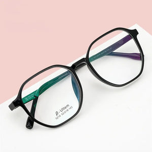 Polygonal Plastic Steel Spectacle Frame Men's Retro Fashionable Eyeglasses Women's Lightweight Comfortable Myopia Eyewears