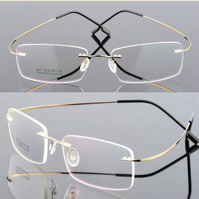 Retail 4 Colors Lightweight Rimless Glasses Frames Memory Titanium Eyeglasses Spectacle Prescription Optical Frames