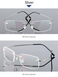 Retail 4 Colors Lightweight Rimless Glasses Frames Memory Titanium Eyeglasses Spectacle Prescription Optical Frames