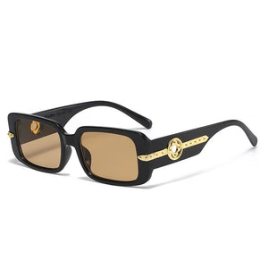 Retro Luxury Square Sunglasses For Women Men Flower Decoration Fashion Ladies Sun Glasses Ins Hot Shading Eyewear UV400