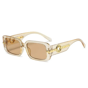 Retro Luxury Square Sunglasses For Women Men Flower Decoration Fashion Ladies Sun Glasses Ins Hot Shading Eyewear UV400