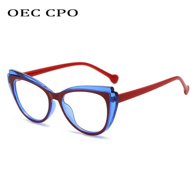 Trends Cat Eye Glasses for Women Punk Clear Lens Eyewear Lady Brand Designer Shades Transparent Eyeglass Frame