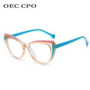 Trends Cat Eye Glasses for Women Punk Clear Lens Eyewear Lady Brand Designer Shades Transparent Eyeglass Frame