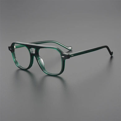 Vintage   Solid Acetate Eyeglasses Frame Double Bridge Pilot Simple Type Women Men Myopia Sphere For Prescription