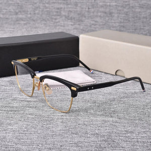 York Thom Brand Classic Square Glasses Frame Men Optical Myopia Eyeglasses Women Alloy Acetate Semi Rimless Eyewear TB711