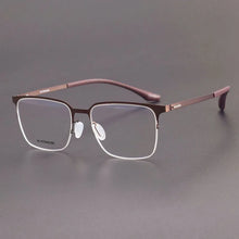Load image into Gallery viewer, business half frame square myopia glasses frame Pure titanium retro optical eyeglasses Elegant designer brand eyewear