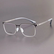 Load image into Gallery viewer, business half frame square myopia glasses frame Pure titanium retro optical eyeglasses Elegant designer brand eyewear