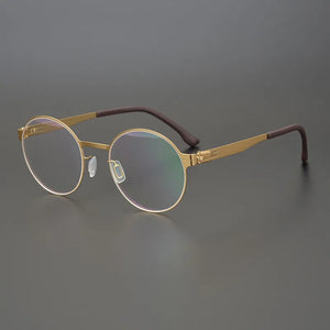 retro gold wire round glasses frame men Designer pure titanium optical eyeglasses myopia reading women personalized eyewear