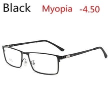 Load image into Gallery viewer, titanium alloy men's photochromic square myopia glasses ladies optical prescription glasses 0 -0.5 -0.75 to -6.0