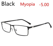 Load image into Gallery viewer, titanium alloy men's photochromic square myopia glasses ladies optical prescription glasses 0 -0.5 -0.75 to -6.0