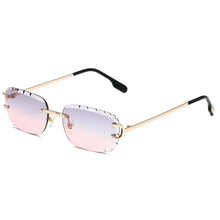 Load image into Gallery viewer, Type of cut edge oval chamfered sunglasses   pattern cut edge frameless glasses European and American sunglasses