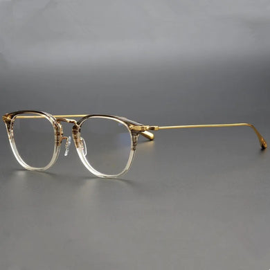 Norb307d Vintage Round Titanium Glasses Frame for Prescription Eyeglasses Lightweight Gradient Plank 49-21-145